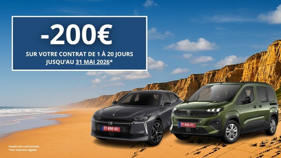 Remises exceptionnelles pour une réservation jusqu'à 20 jours.