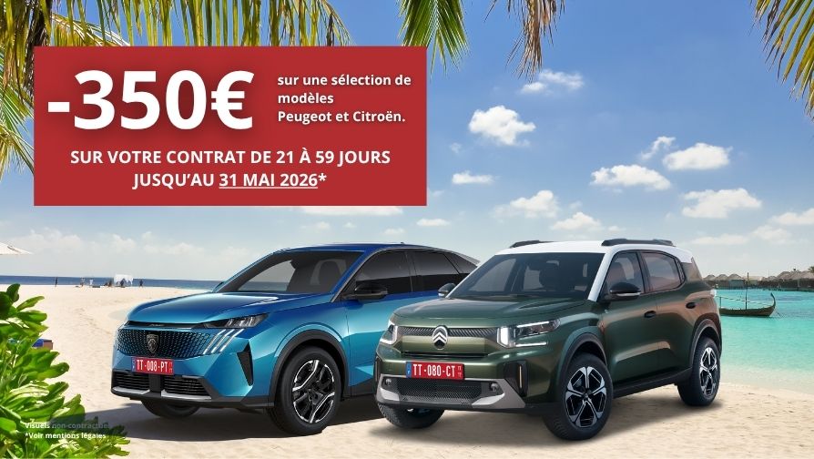 Remises exceptionnelles pour une réservation de 21 à 59 jours.