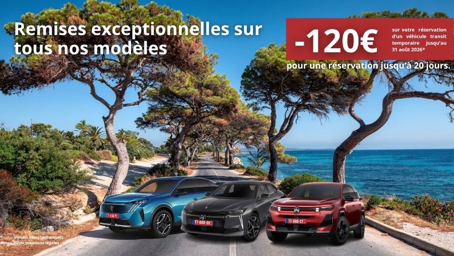 Remises exceptionnelles pour une réservation jusqu'à 20 jours.