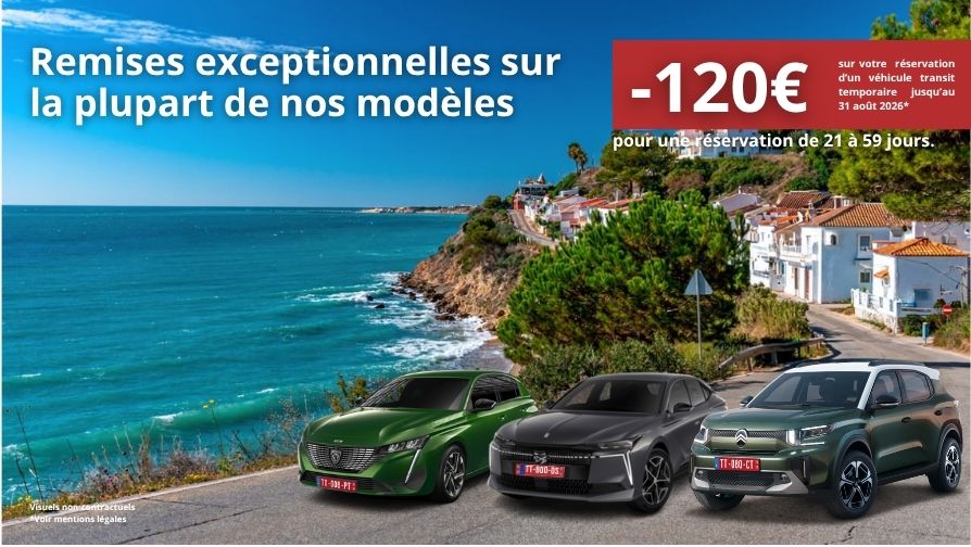 Remises exceptionnelles pour une réservation de 21 à 59 jours.