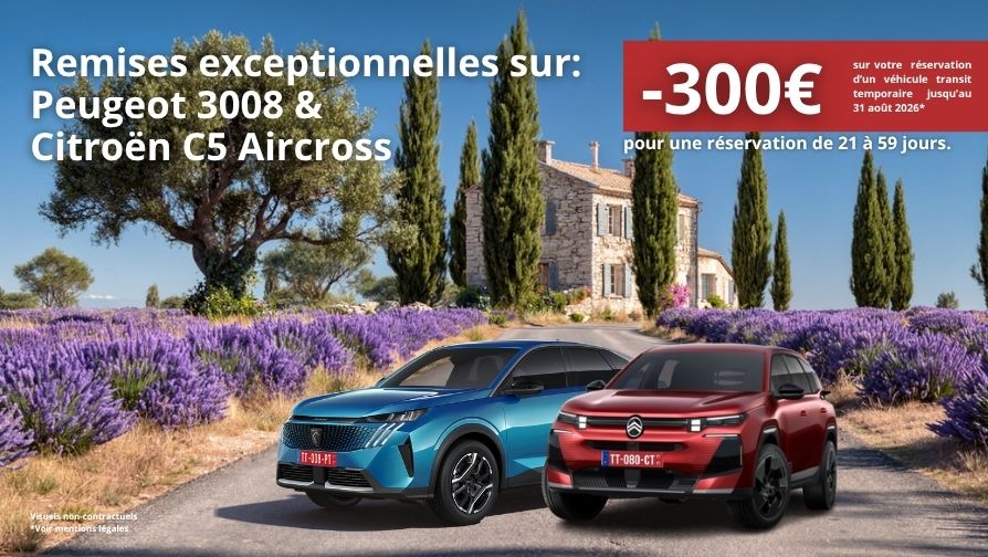 Remises exceptionnelles pour une réservation de 21 à 59 jours.