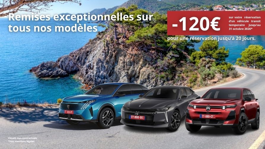 Remises exceptionnelles pour une réservation jusqu'à 20 jours.